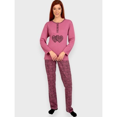 ΠΥΤΖΑΜΑ ΓΥΝ ΙΝΤΕΡΛΟΚ LYDIA  ΣΑΠΙΟ ΜΗΛΟ ΚΑΡΔΙΕΣ