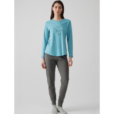 ΠΥΤΖΑΜΑ ΒΑΜΒΑΚΕΡΗ MINERVA  CHOCO HEARTS BLUE RETRO