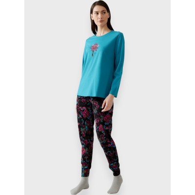 ΠΥΤΖΑΜΑ ΒΑΜΒΑΚΕΡΗ MINERVA  DARK BLOOW BLUE TEAL