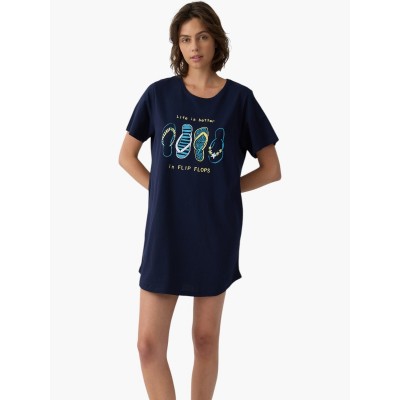 T-SHIRT DRESS ΒΑΜΒΑΚΕΡΟ MINERVA ΜΑΡΙΝ