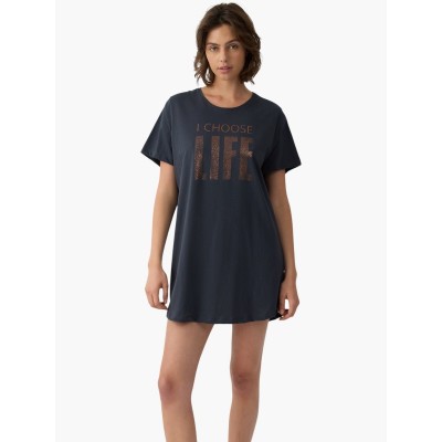 T-SHIRT DRESS ΒΑΜΒΑΚΕΡΟ MINERVA ΑΝΘΡΑΚΙ