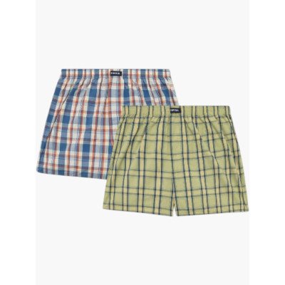 POPLINE BOXER MINERVA ΚΑΡΩ KHAKI-ORANGE 2 ΤΜΧ  