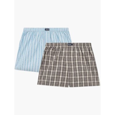 POPLINE BOXER MINERVA ΚΑΡΩ GREY-BLUE STIPE 2 ΤΜΧ