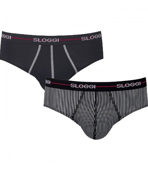 Slip Sloggi Midi 2 τεμ. Μαύρο/Ριγέ