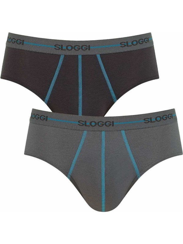 Slip Sloggi Midi 2 τεμ. Γκρι σκούρο/Ανθρακί