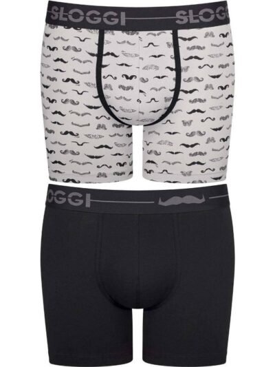 Boxer Sloggi Short 2 τεμ.  Mαύρο/Γκρι