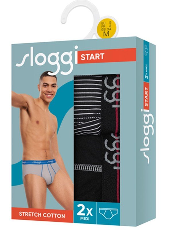 Slip Sloggi Midi 2 τεμ. Μαύρο/Ριγέ - Image 6