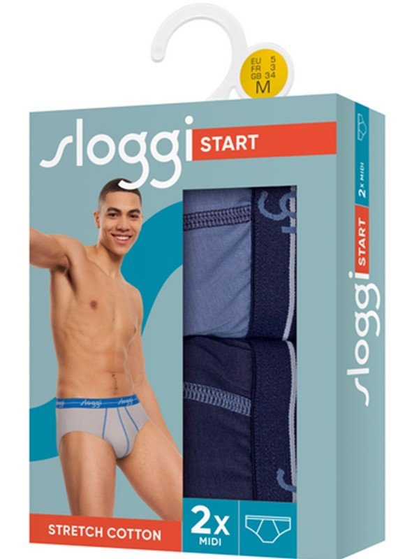 Slip Sloggi Midi 2 τεμ. Σιέλ/Σκούρο μπλε - Image 3
