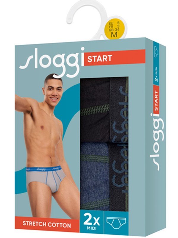 Slip Sloggi Midi 2 τεμ. Τζιν/Ανθρακί - Image 2