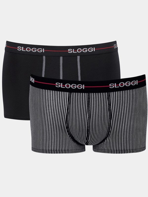 Boxer Sloggi Hipster 2 τεμ. Μαύρο/Ριγέ