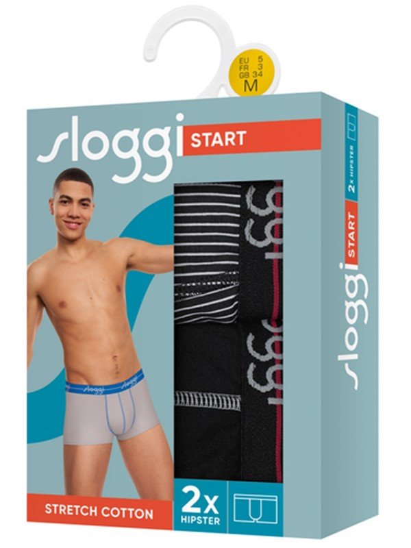 Boxer Sloggi Hipster 2 τεμ. Μαύρο/Ριγέ - Image 6
