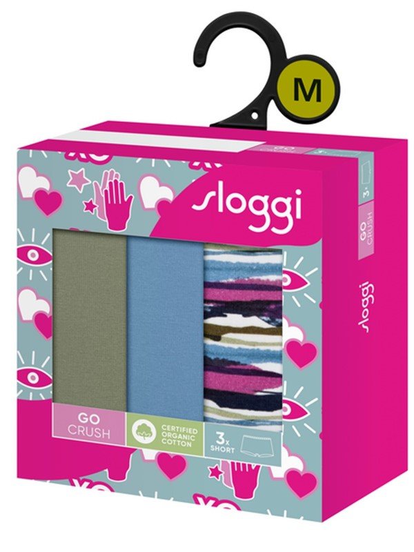 Sloggi Go Crush Short 3 τεμ. M010 Μπλε εμπριμέ/Πράσινο/Ραφ - Image 8