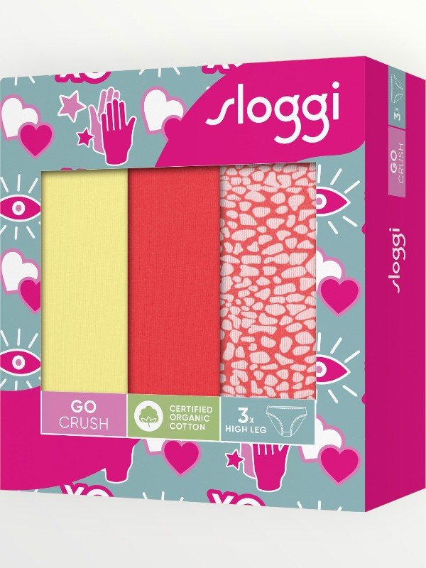 Sloggi Go Crush H High Leg 3 τεμ. V015 Κίτρινο/Κοραλί/Εμπριμέ - Image 6