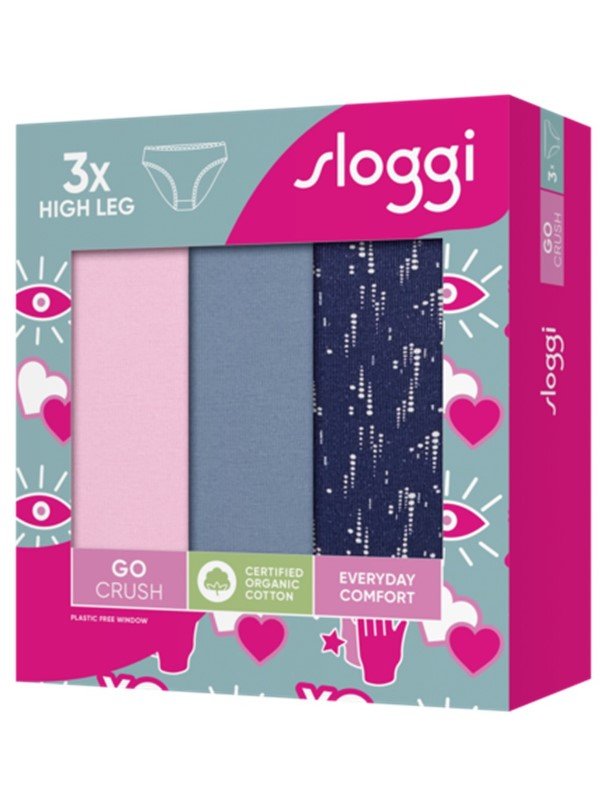 Sloggi Go Crush H High Leg 3 τεμ. V004 Ροζ/Σιέλ/Μπλε εμπριμέ - Image 8