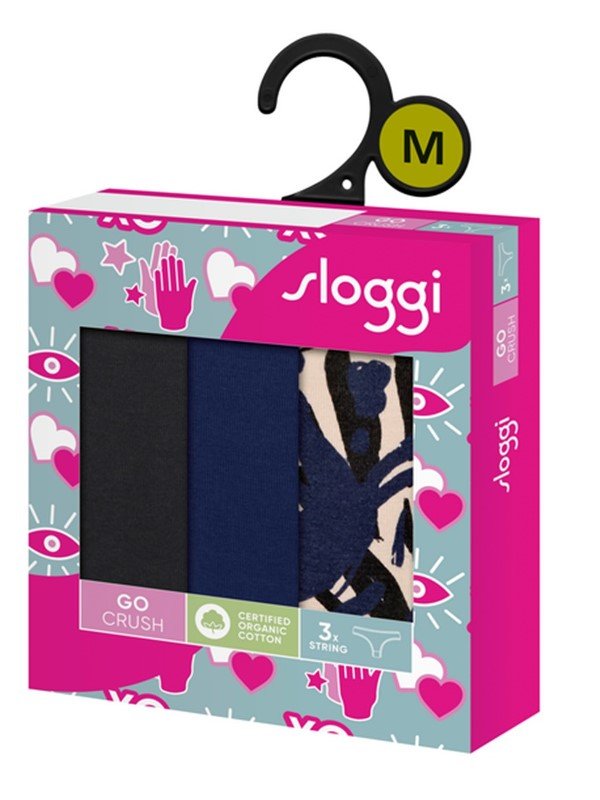 Sloggi Go Crush String 3 τεμ. M008 Μπλε/Εμπριμέ/Μαύρο - Image 8