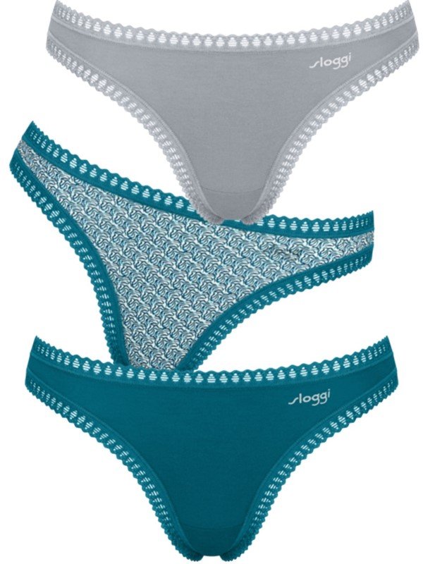 Sloggi Go Crush String 3 τεμ. V022 Πετρόλ/Γκρι/Εμπριμέ