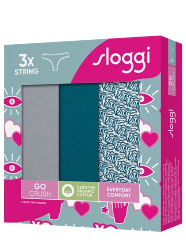 Sloggi Go Crush String 3 τεμ. V022 Πετρόλ/Γκρι/Εμπριμέ - Image 8