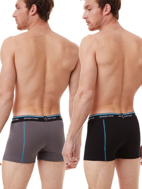 Boxer Μινέρβα Sporties Fit 2 τεμ. Ανθρακί/Μαύρο - Image 2