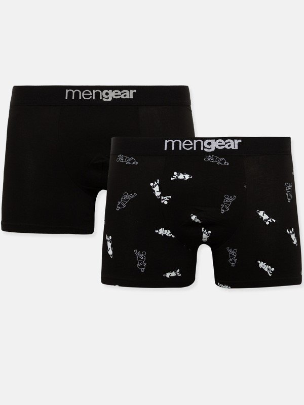 Boxer Μινέρβα Mengear 2 τεμ. Μαύρο/Μαύρο Εμπριμέ