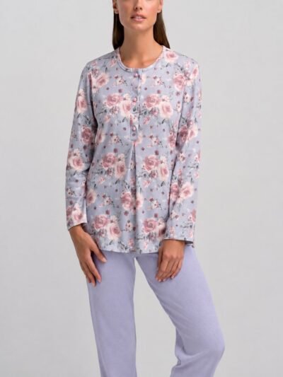 Πυζάμα Βαμβακερή Giota  Λιλά floral/Λιλά
