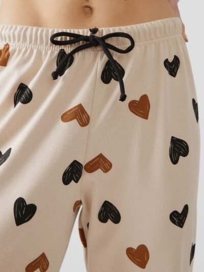 Alternative view of Παντελόνι  Πυζάμας Μινέρβα  Beige-Black hearts