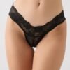 Minerva Thong Ελαστική Δαντέλα Μαύρο