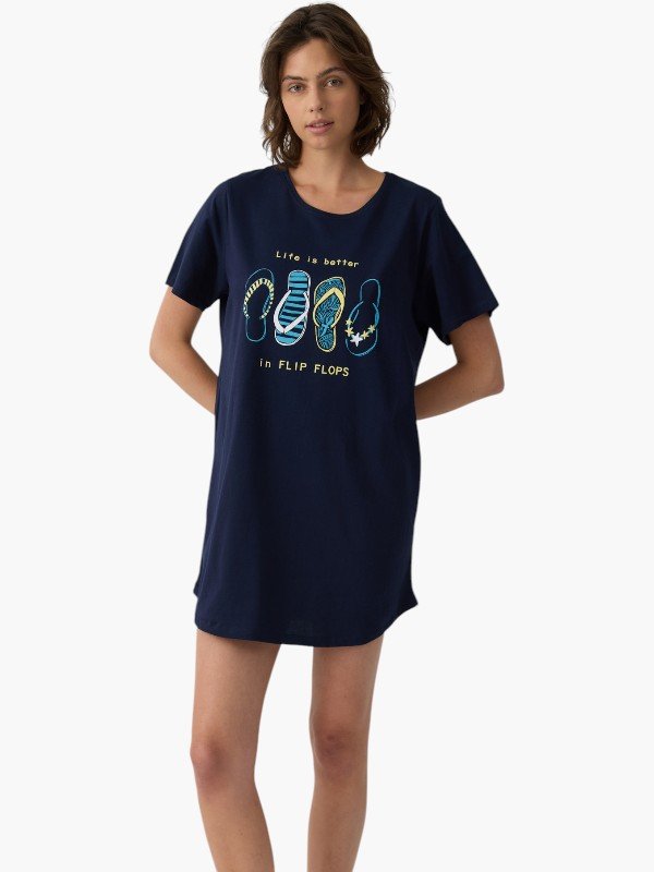 Νυχτικό Βoyfriend T-shirt Dress Μινέρβα Μαρίν