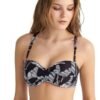 Μαγιό Strapless Top Blu4u Cup D 'BLACK LEAVES'  Ασπρόμαυρο