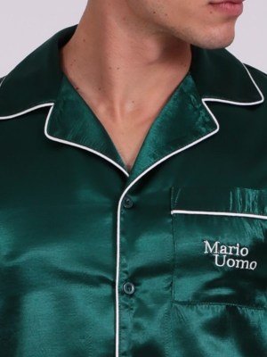 Πυζάμα Ανδρική Σατέν Mario Uomo Κυπαρισσί - Image 3
